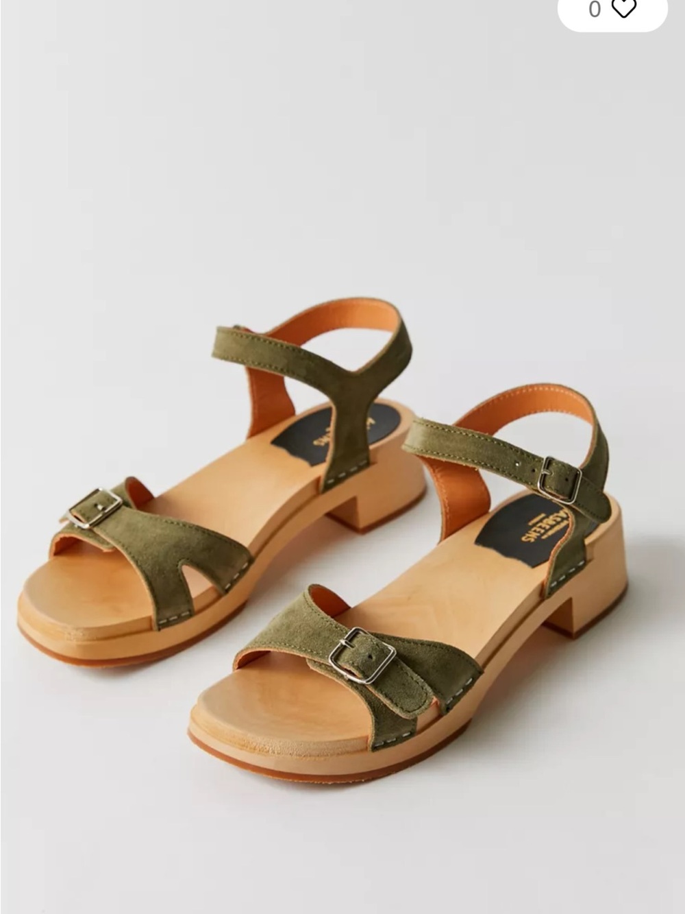 Swedish Hasbeens Olive Green Suede Buckle Sandals